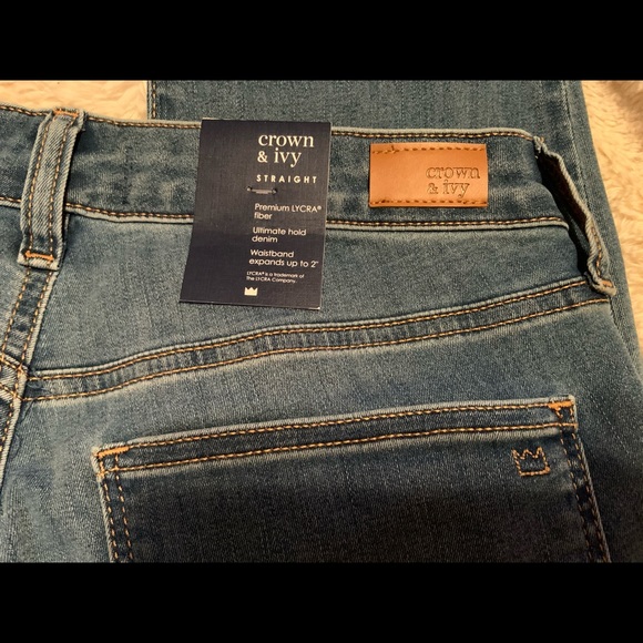 NWT Crown & Ivy Mid Rise Straight Jeans Size 8 - Picture 5 of 8